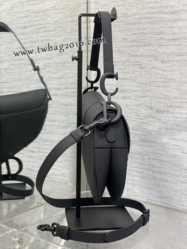 Dior专柜新款迪奥顶级原单原厂皮黑色磨砂大号经典马鞍包 djfk1080